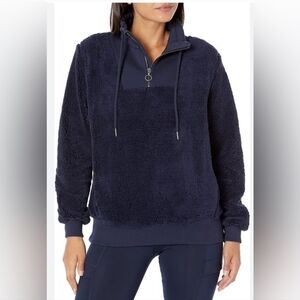 Sweaty Betty London Sherpa Half Zip Sweatshirt size 4 Navy Blue$108 cotton